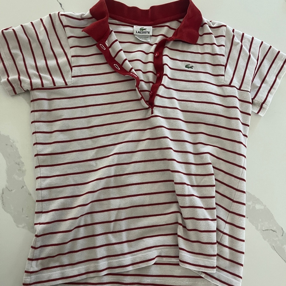 Lacoste Kids Striped Polo Shirt - Red